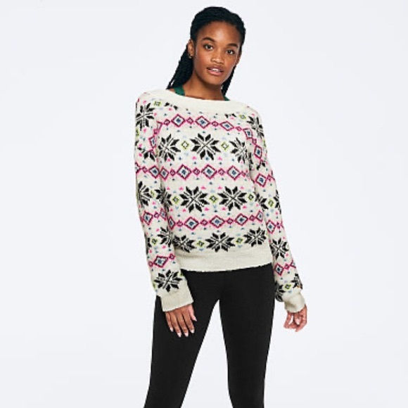 Pink Victoria’s Secret Holiday Snowflake sweater - Picture 10 of 13